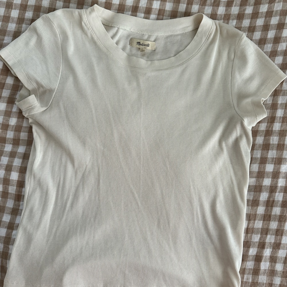 Madewell Cream Ribbed Tee
